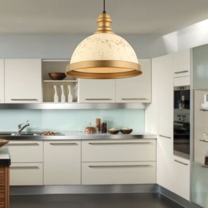 Hanglamp met kabel MONZA 1xE27/40W/230V Ø 29 cm crème/bronzen