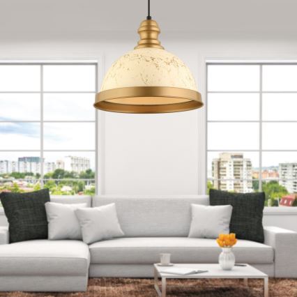 Hanglamp met kabel MONZA 1xE27/40W/230V Ø 29 cm crème/bronzen