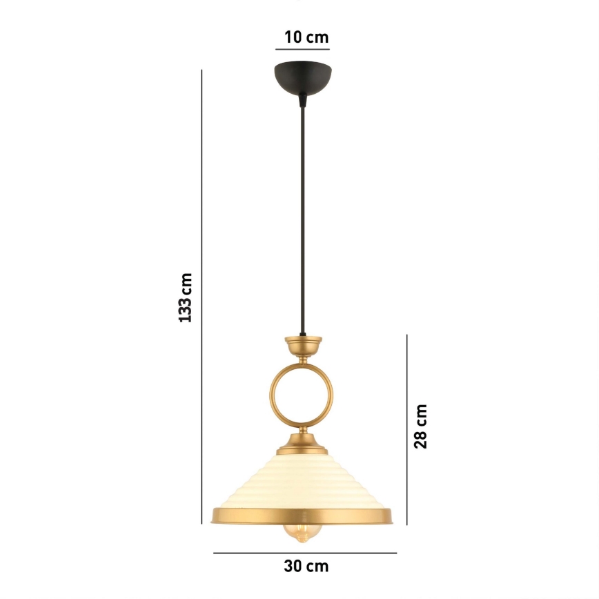 Hanglamp met kabel MONZA 1xE27/40W/230V Ø 30 cm crème/brons