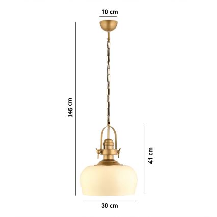 Hanglamp met kabel MONZA 1xE27/40W/230V Ø 30 cm crème/bronskleurig