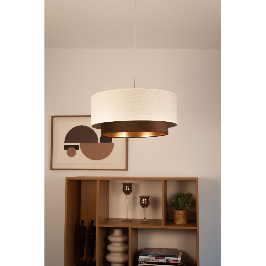 Hanglamp met kabel NATIA 1xE27/60W/230V wit/bruin