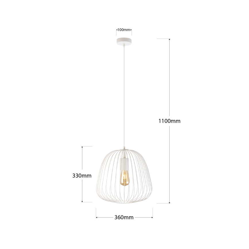Hanglamp met kabel OVELLA 1xE27/15W/230V Ø 36 cm crème