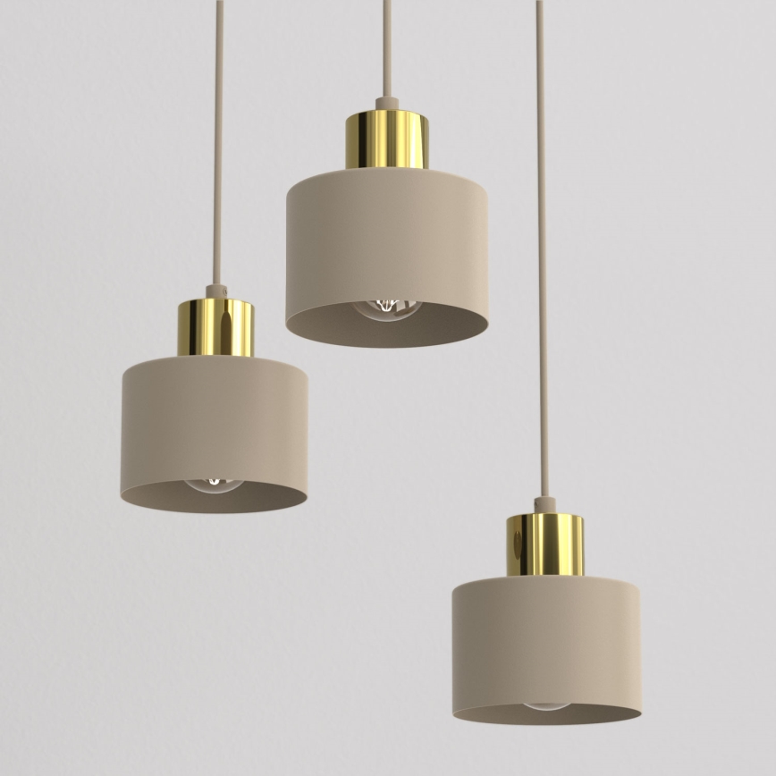 Hanglamp met kabel PARKLA 3xE27/15W/230V beige/goud