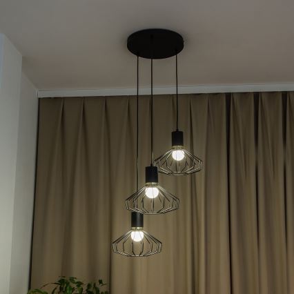 Hanglamp met kabel SOLANO 3xE27/15W/230V zwart/goud