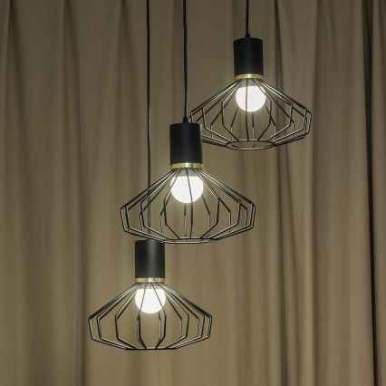 Hanglamp met kabel SOLANO 3xE27/15W/230V zwart/goud