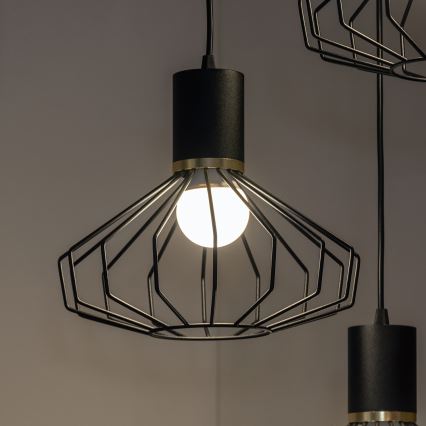 Hanglamp met kabel SOLANO 3xE27/15W/230V zwart/goud