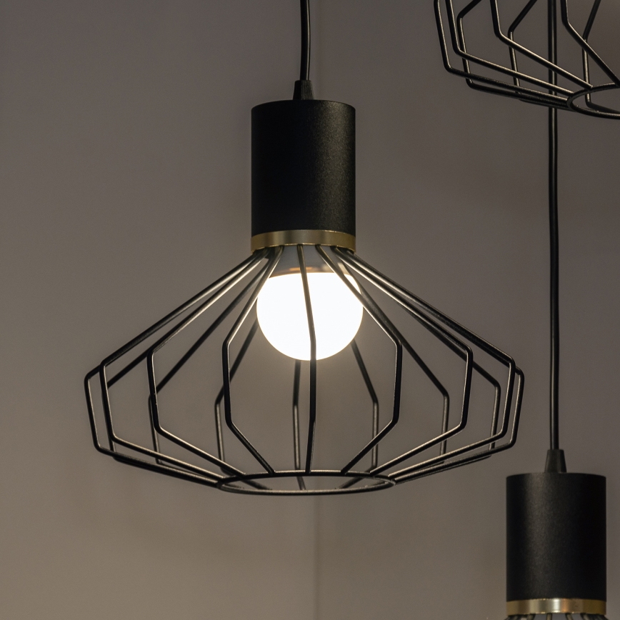 Hanglamp met kabel SOLANO 3xE27/15W/230V zwart/goud