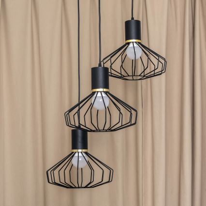 Hanglamp met kabel SOLANO 3xE27/15W/230V zwart/goud