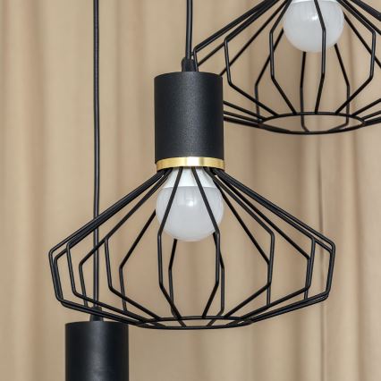 Hanglamp met kabel SOLANO 3xE27/15W/230V zwart/goud