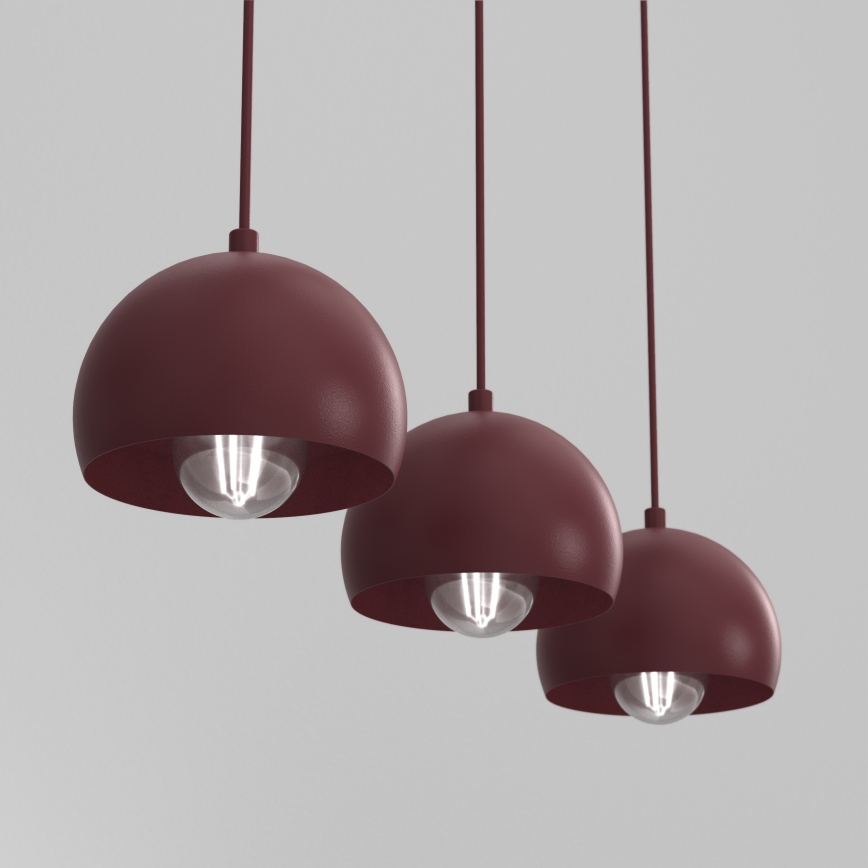 Hanglamp met kabel SOOL 3xE27/15W/230V bordeaux