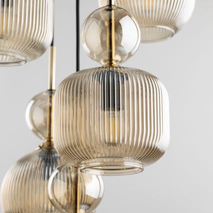 Hanglamp met kabel SOPHIA 5xE14/10W/230V zwart/gerookt beige