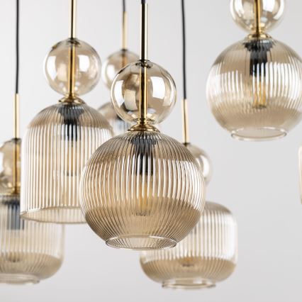 Hanglamp met kabel SOPHIA 5xE14/10W/230V zwart/gerookt beige