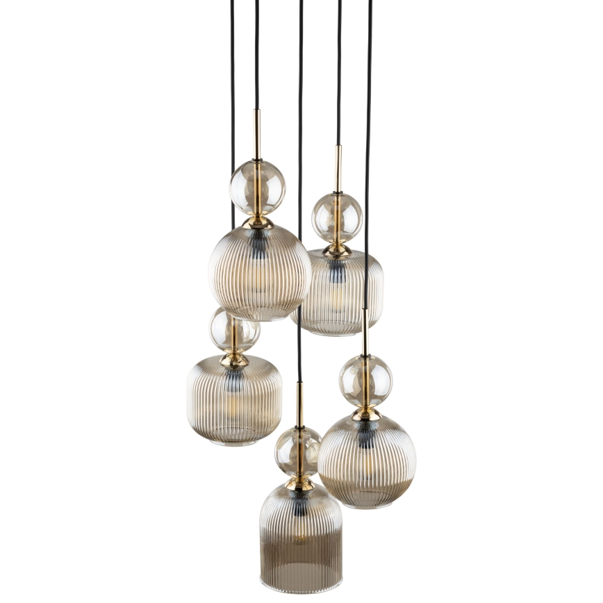 Hanglamp met kabel SOPHIA 5xE14/10W/230V zwart/gerookt beige