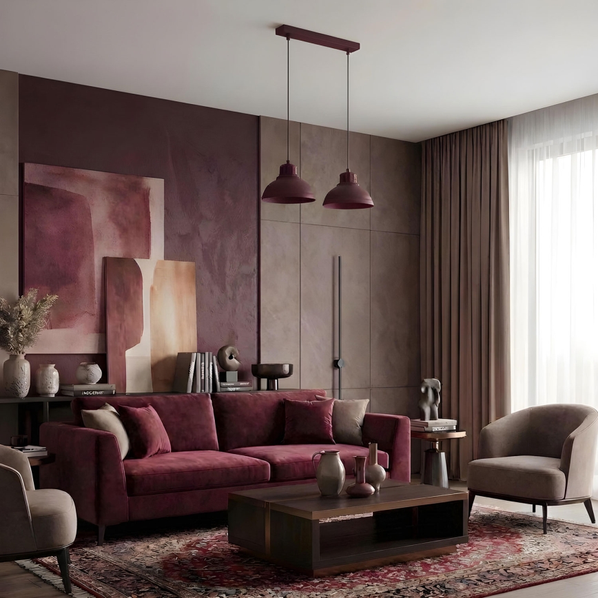 Hanglamp met kabel SVEN 2xE27/15W/230V bordeaux