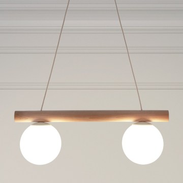 Hanglamp met kabel WOODSTOCK 2xE27/15W/230V hout/crème