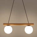 Hanglamp met kabel WOODSTOCK 2xE27/15W/230V hout/zwart