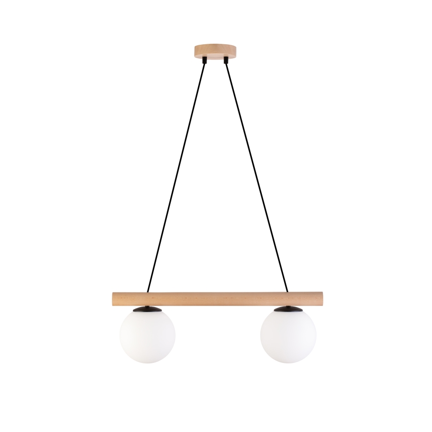 Hanglamp met kabel WOODSTOCK 2xE27/15W/230V hout/zwart