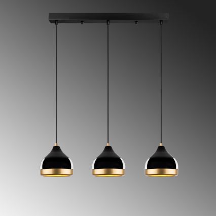 Hanglamp met kabel YILDO 3xE27/40W/230V zwart/goud