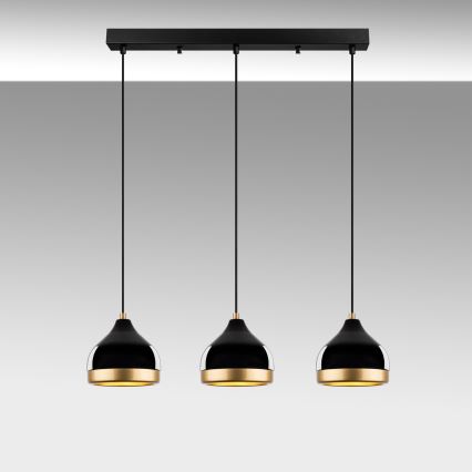 Hanglamp met kabel YILDO 3xE27/40W/230V zwart/goud