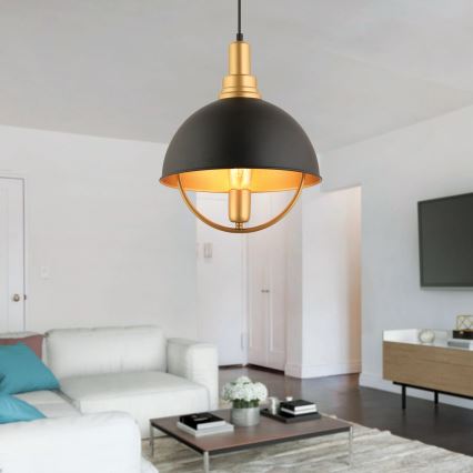 Hanglamp met kabelophanging MONZA 1xE27/40W/230V Ø 30 cm zwart/goud