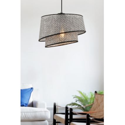 Hanglamp met snoer BARETTE 1xE27/60W/230V grijs/zwart