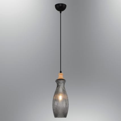 Hanglamp met snoer BOTTLE 1xE14/4W/230V gerookt glas