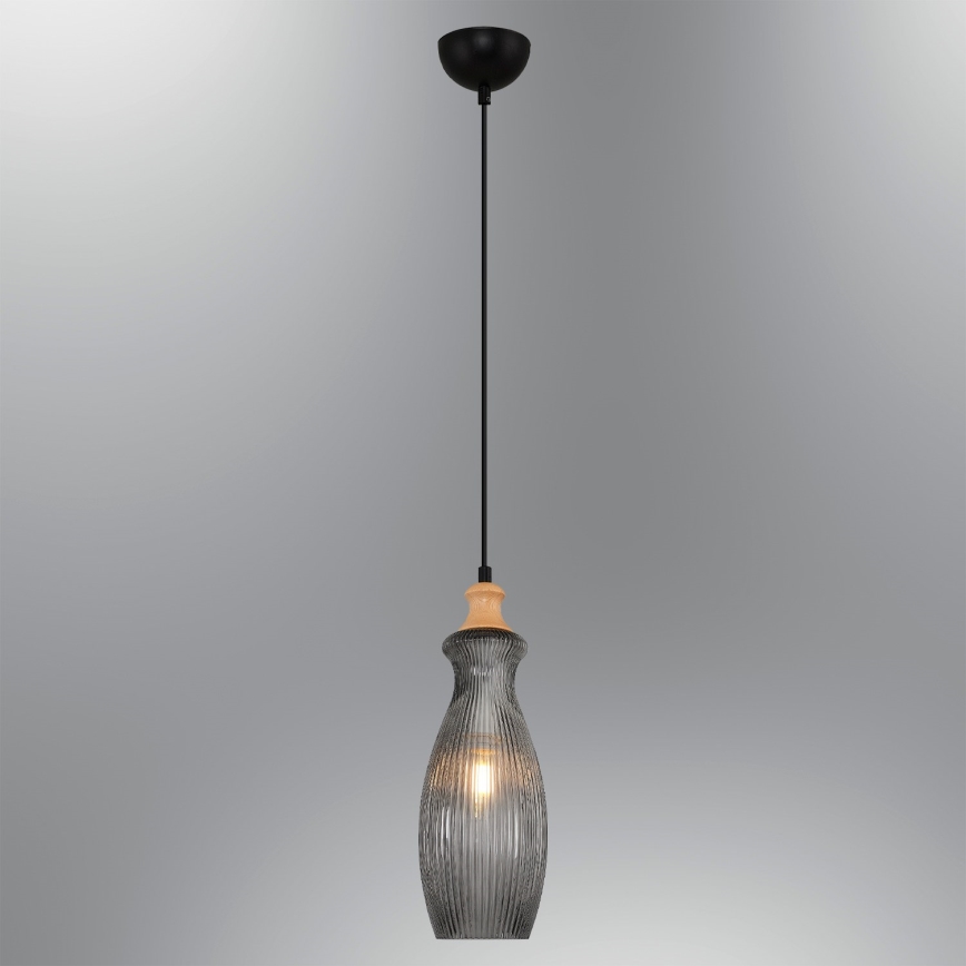 Hanglamp met snoer BOTTLE 1xE14/4W/230V gerookt glas