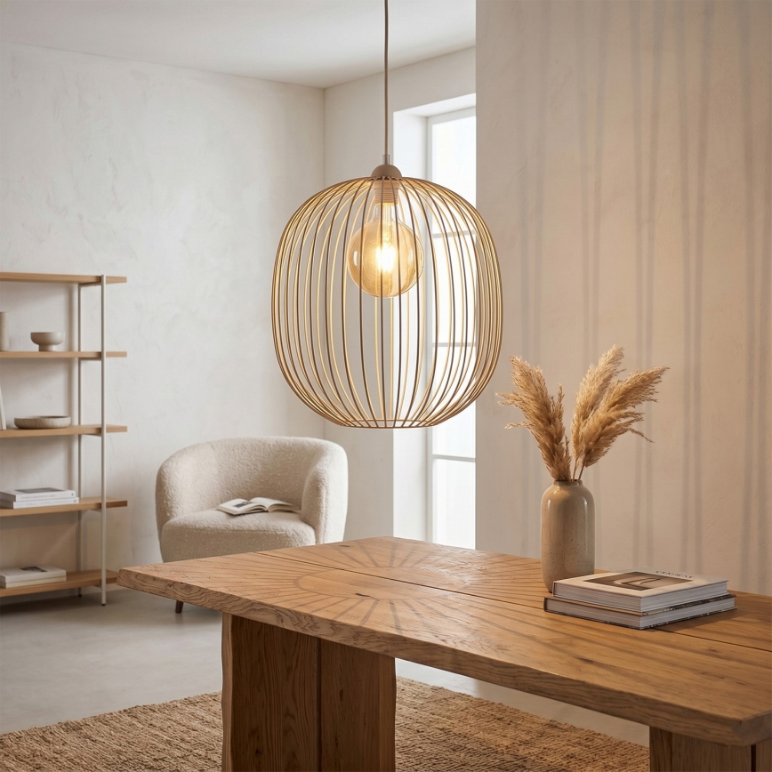 Hanglamp met snoer DESTELLO 1xE27/15W/230V Ø 33 cm beige