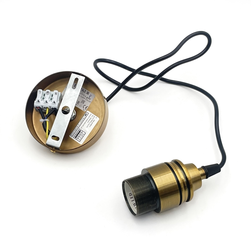 Hanglamp met snoer HECTOR 1xE27/15W/230V wit/messing Ø 30 cm