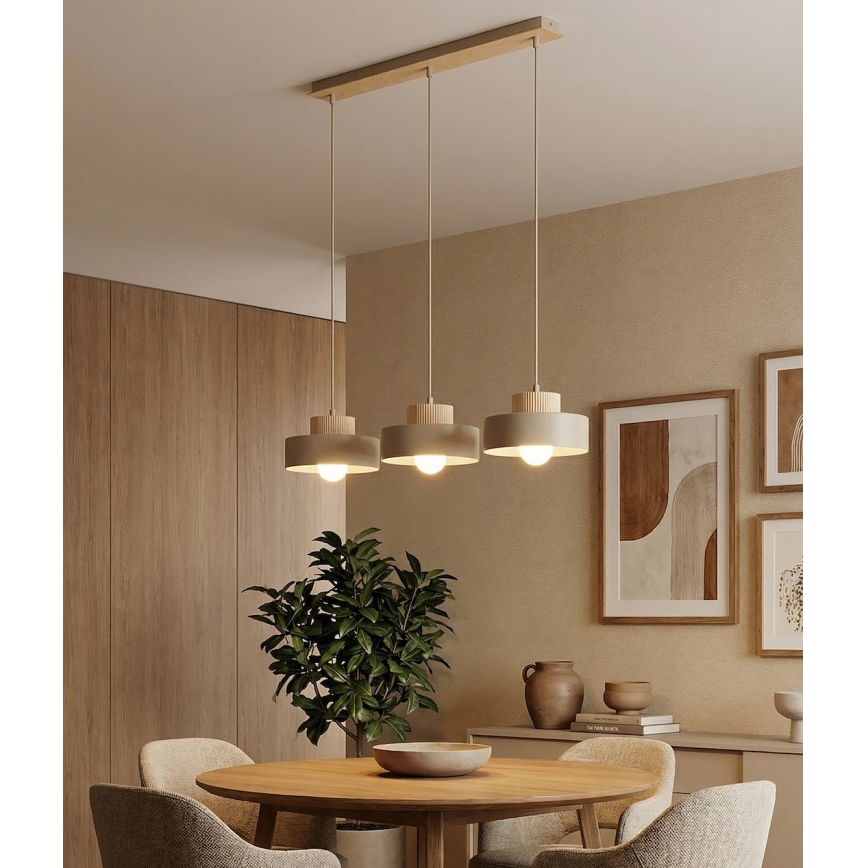 Hanglamp met snoer KIVI, 3x E27/15W/230V, beige