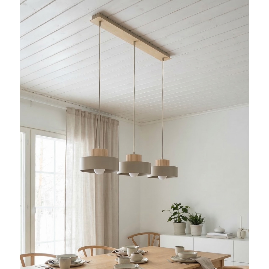 Hanglamp met snoer KIVI, 3x E27/15W/230V, beige