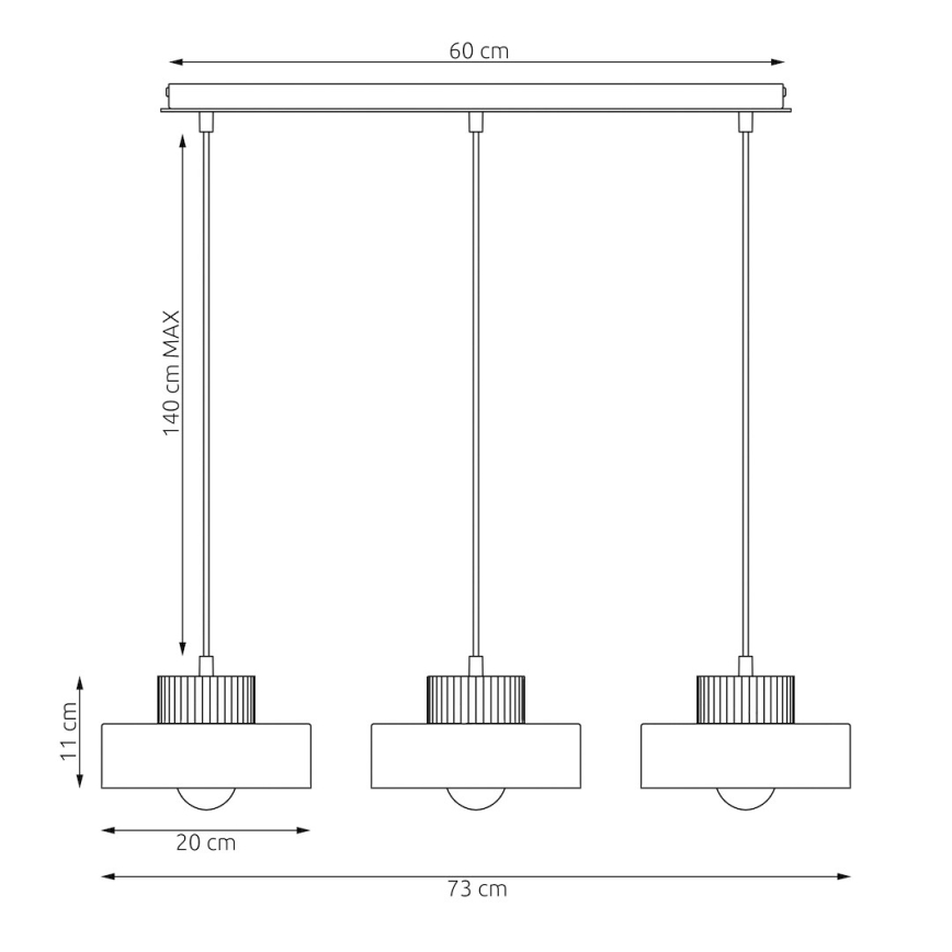Hanglamp met snoer KIVI, 3x E27/15W/230V, beige