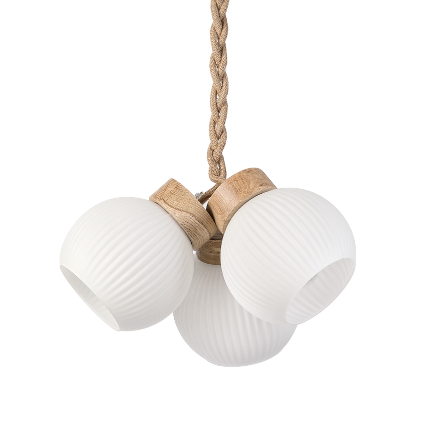 Hanglamp met snoer LOOMIS 3xE27/15W/230V 83 cm beige/eiken