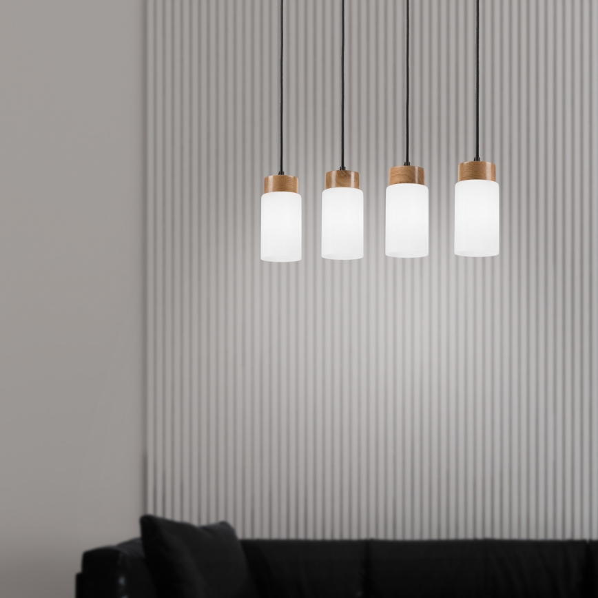 Hanglamp met snoer MARKUS 4xE27/15W/230V zwart/eiken