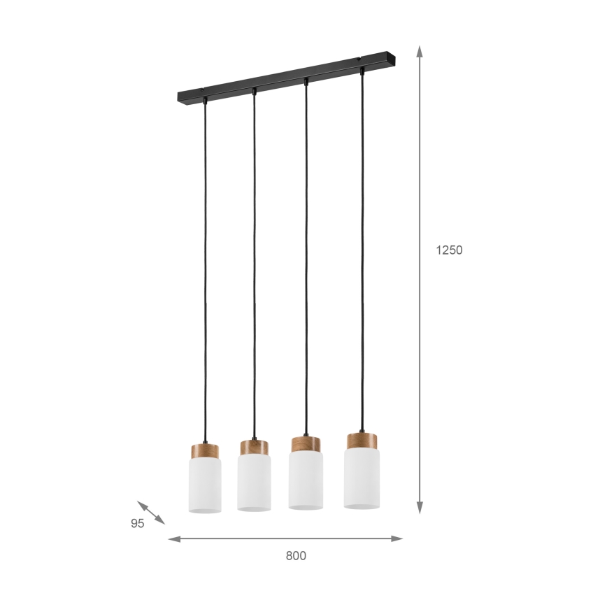 Hanglamp met snoer MARKUS 4xE27/15W/230V zwart/eiken