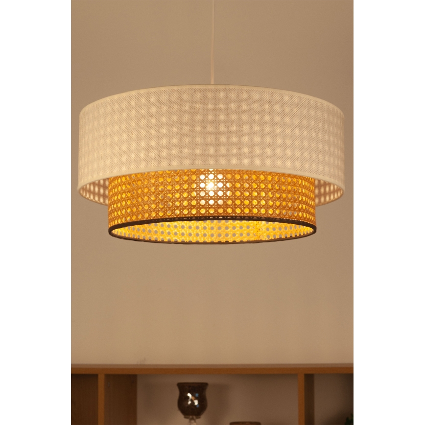 Hanglamp met snoer NATIA 1xE27/60W/230V Ø 45 cm wit/bruin