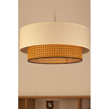 Hanglamp met snoer NATIA 1xE27/60W/230V Ø 45 cm wit/bruin