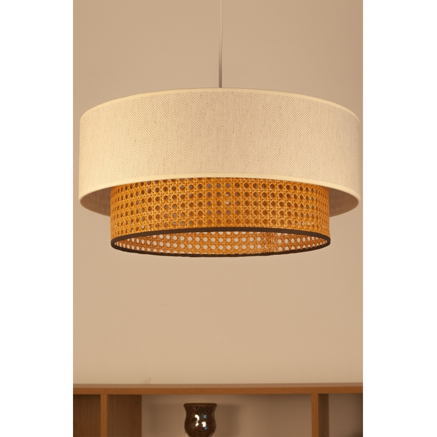 Hanglamp met snoer NATIA 1xE27/60W/230V Ø 45 cm wit/bruin
