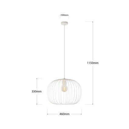 Hanglamp met snoer OVELLA 1xE27/15W/230V Ø 46 cm crème