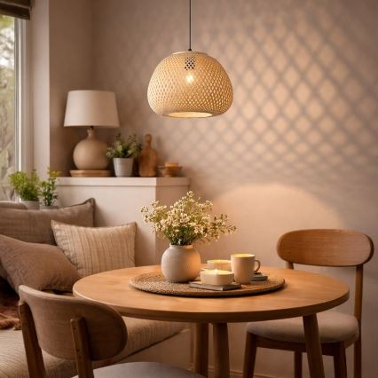 Hanglamp met snoer PETRA 1xE27/15W/230V Ø 35 cm bamboe