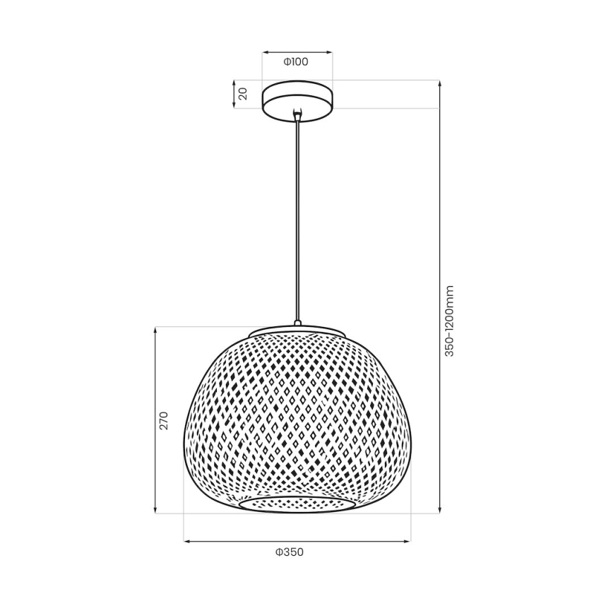 Hanglamp met snoer PETRA 1xE27/15W/230V Ø 35 cm bamboe