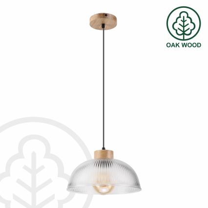 Hanglamp met snoer PIA 1xE27/60W/230V Ø 30 cm eiken