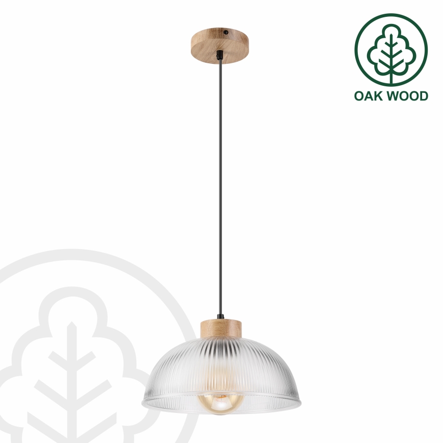 Hanglamp met snoer PIA 1xE27/60W/230V Ø 30 cm eiken