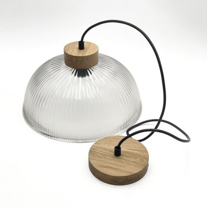 Hanglamp met snoer PIA 1xE27/60W/230V Ø 30 cm eiken