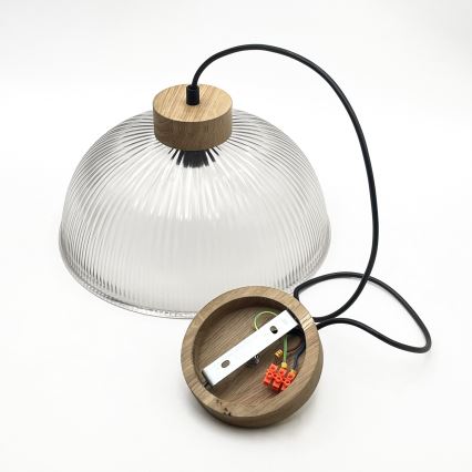 Hanglamp met snoer PIA 1xE27/60W/230V Ø 30 cm eiken