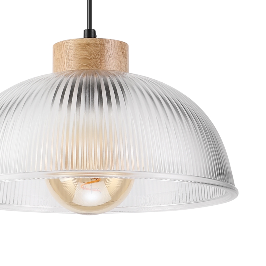 Hanglamp met snoer PIA 1xE27/60W/230V Ø 30 cm eiken