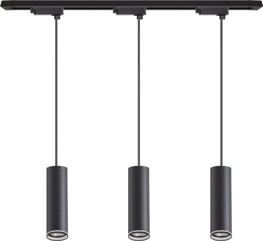 Hanglamp met snoer voor het PIPE-railsysteem, 3x GU10/10W/230V, zwart