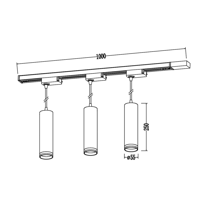 Hanglamp met snoer voor het PIPE-railsysteem, 3x GU10/10W/230V, zwart