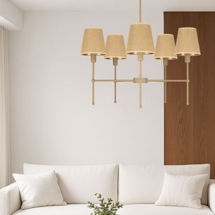 Hanglamp met stang MADELA 5xE14/40W/230V jute/beige