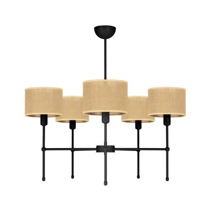 Hanglamp met stang MADELA 5xE14/40W/230V jute/zwart